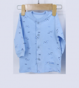 Áo sơ sinh cài giữa tay bo Dokma DA103 (xanh)